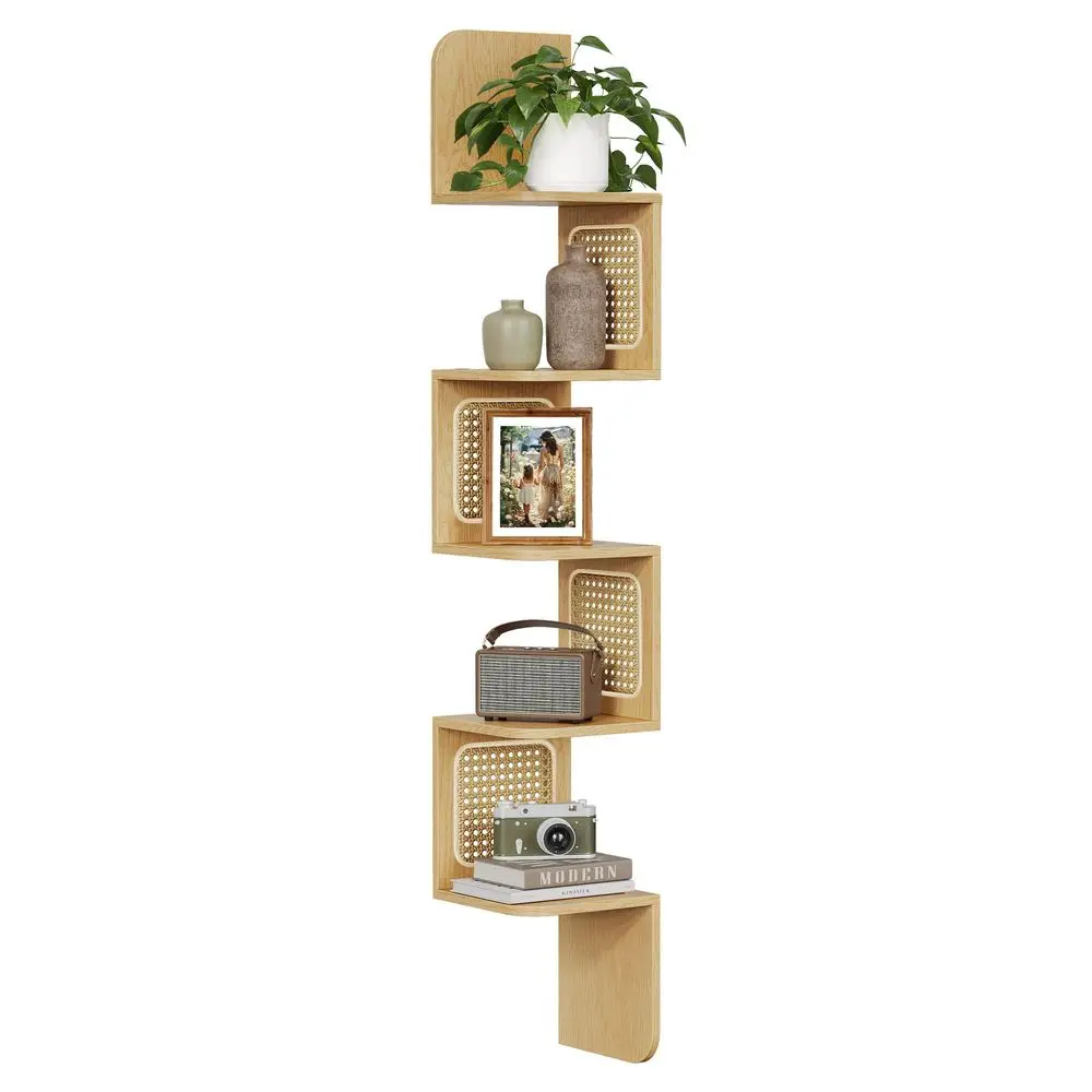 5Tier Corner Shelf, Wall Mounted Floating Shelf, Zigzag Corner Shelf Unit, PVC Rattan Sides, SpaceSaving, for Kitchen, Living R
5Tier Corner Shelf, Wall Mounted Floating Shelf, Zigzag Corner Shelf Unit, PVC Rattan Sides, SpaceSaving, for Kitchen, Living R