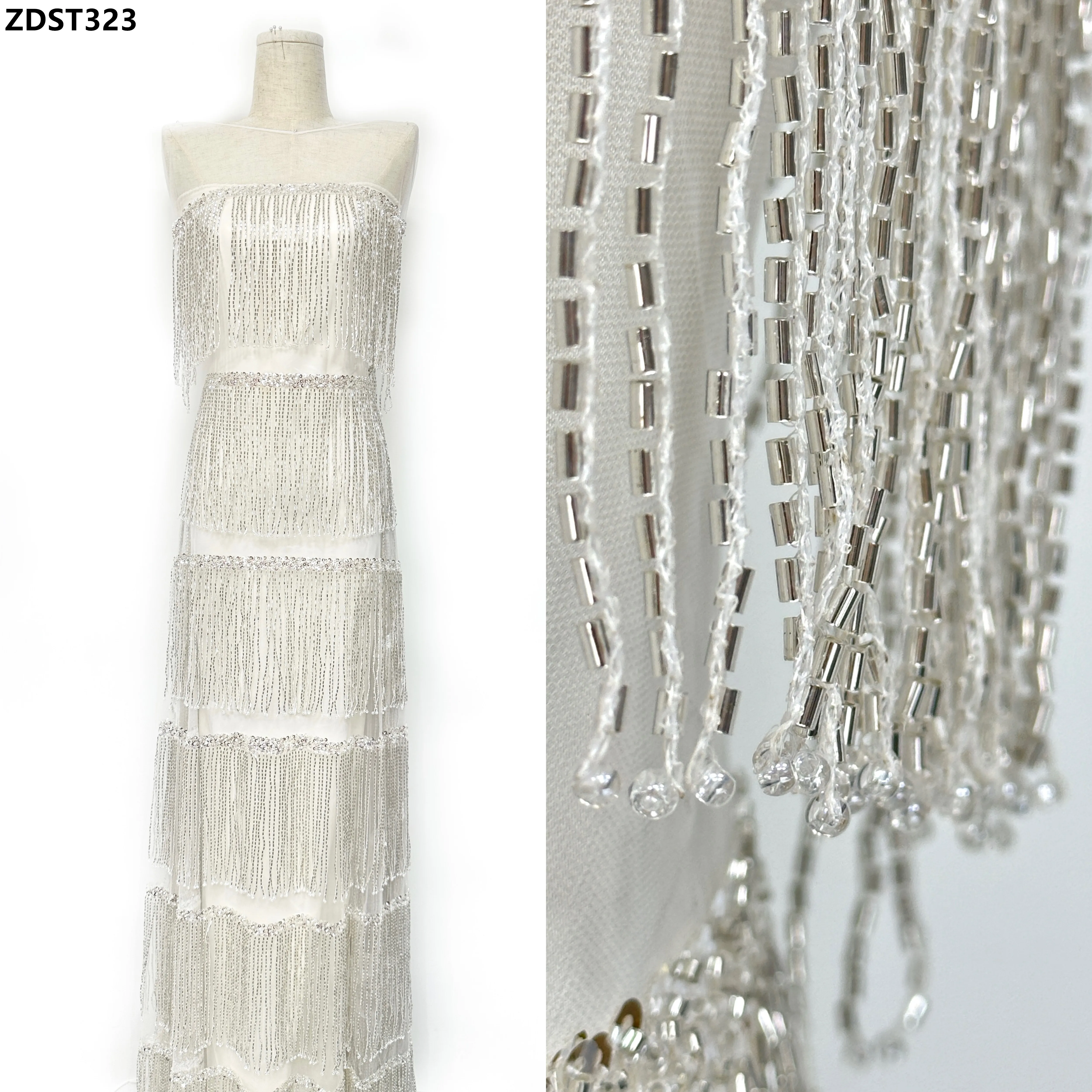 Luxury African Sequins Beaded Lace Fabric Classic French Style European Wedding Dress Material for Bridal Gown
Luxury African Sequins Beaded Lace Fabric Classic French Style European Wedding Dress Material for Bridal Gown