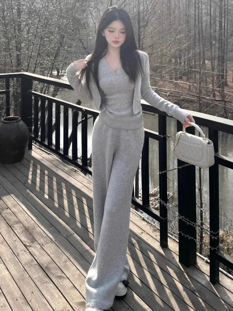 Grey Casual Straight Leg Drawstring Waist Elastic Wide Leg Pants High Waist Long Trousers Women's Spring Fashion Set
Grey Casual Straight Leg Drawstring Waist Elastic Wide Leg Pants High Waist Long Trousers Women's Spring Fashion Set