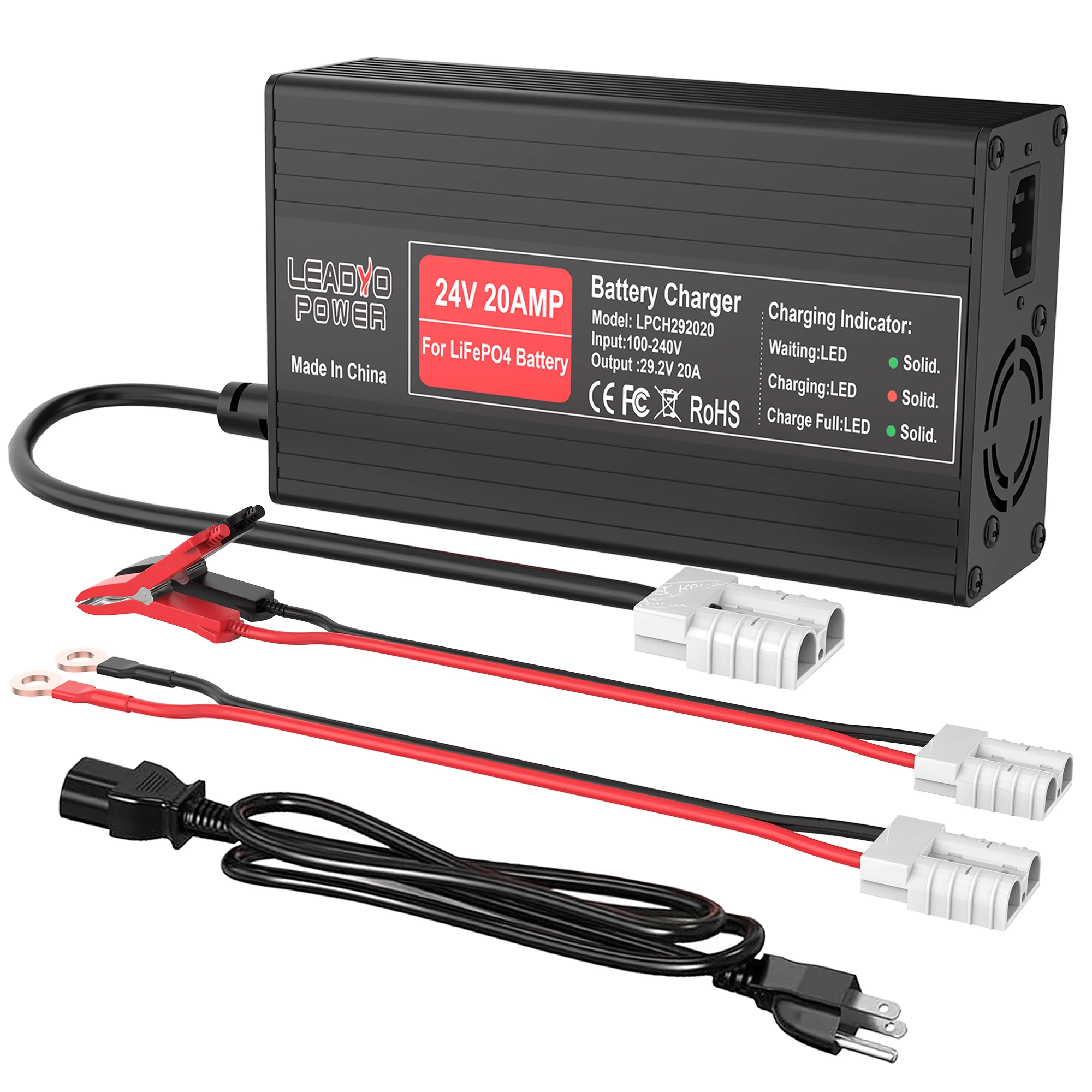 29.2V 20A LifePO4 Battery Charger Aluminum Case for Electric Motorcycle with Anderson M8 O-ype Plug 8S Battery Fast Charger
29.2V 20A LifePO4 Battery Charger Aluminum Case for Electric Motorcycle with Anderson M8 O-ype Plug 8S Battery Fast Charger