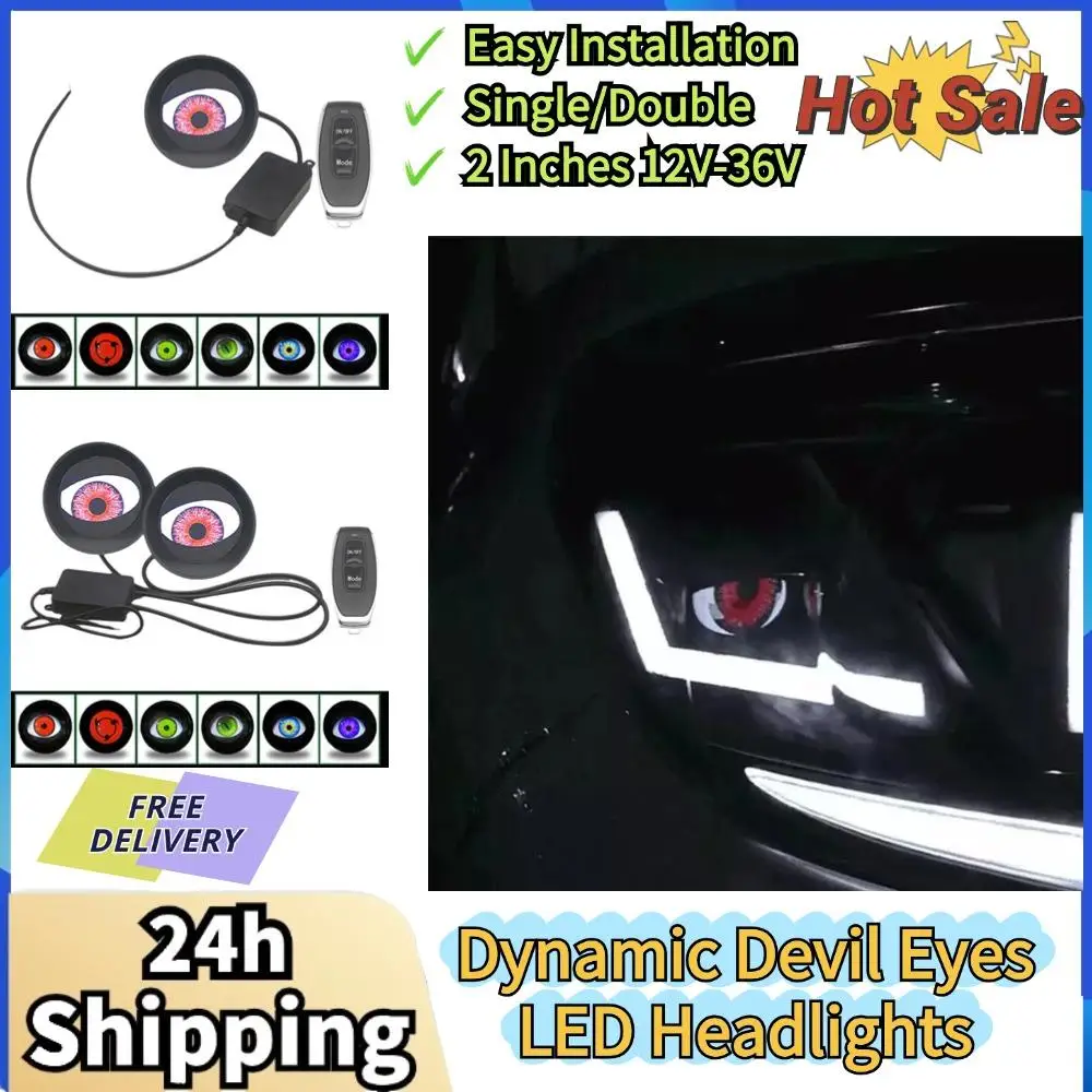 2 дюйма, 12 В-36 В, универсальные динамические светодиодные фары с глазами дьявола, многорежимные светильники «Орелский глаз», модифицированные аксессуары для мотоциклов
2 дюйма, 12 В-36 В, универсальные динамические светодиодные фары с глазами дьявола, многорежимные светильники «Орелский глаз», модифицированные аксессуары для мотоциклов