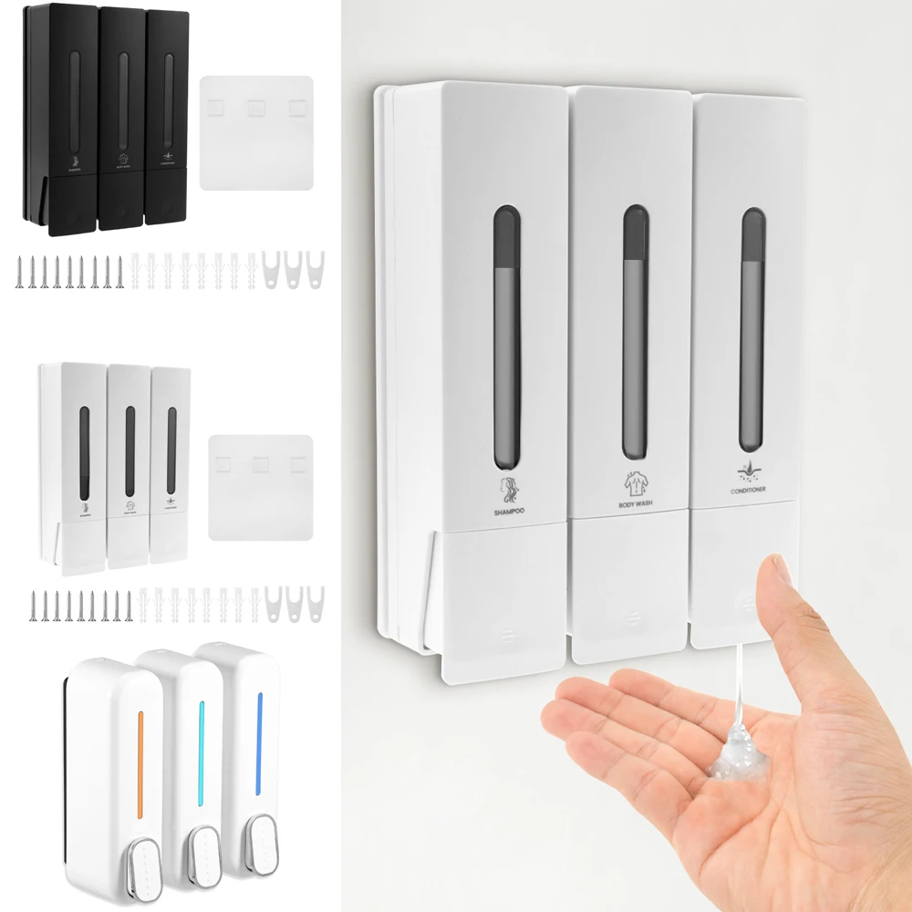 Wall Mounted Soap Dispenser 3 Chamber Shampoo Shower Gel Dispenser Detergent Container Family Hotel Bathroom Accessories
Wall Mounted Soap Dispenser 3 Chamber Shampoo Shower Gel Dispenser Detergent Container Family Hotel Bathroom Accessories