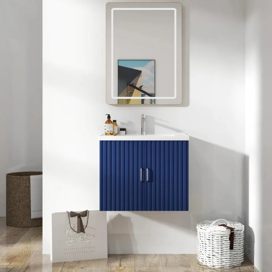 24" Floating Wall Mounted Bathroom Vanity with White Porcelain Sink and Soft Close Doors
24" Floating Wall Mounted Bathroom Vanity with White Porcelain Sink and Soft Close Doors
