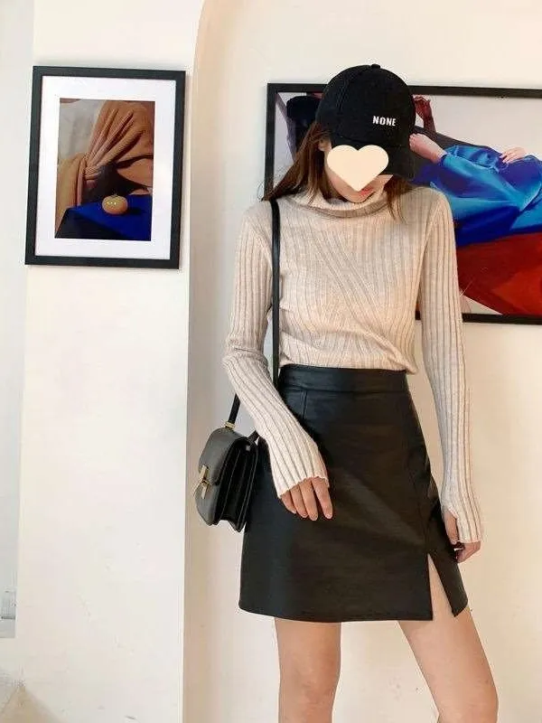 Черная юбка из спилковой кожи для женщин, весна-осень, Cleanfit, со средней талией, А-силуэт, из ПВХ-материала, Ciwalk Sle
Черная юбка из спилковой кожи для женщин, весна-осень, Cleanfit, со средней талией, А-силуэт, из ПВХ-материала, Ciwalk Sle