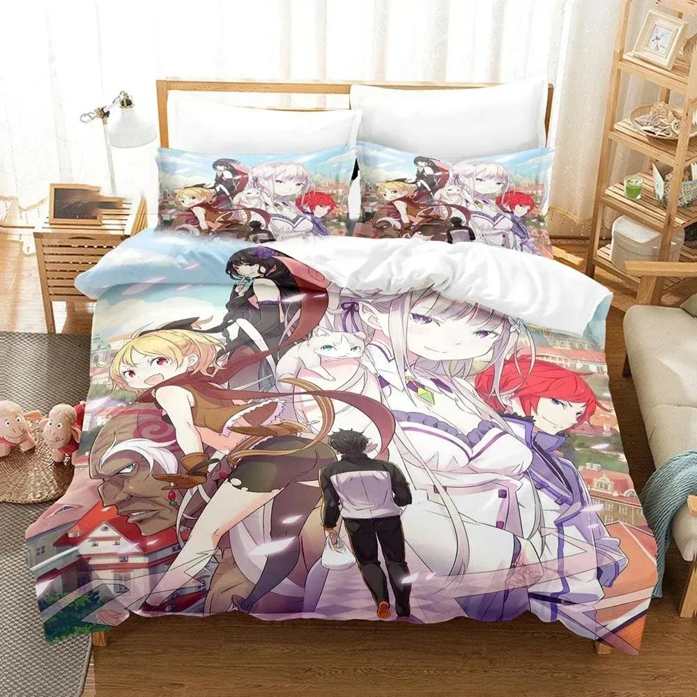 Anime Re Zero Bedding Emilia Rem 3D NEW Duvet Cover Pillowcase Bedding Set Adult Boy Girl Bedroom Children Single Double Large
Anime Re Zero Bedding Emilia Rem 3D NEW Duvet Cover Pillowcase Bedding Set Adult Boy Girl Bedroom Children Single Double Large