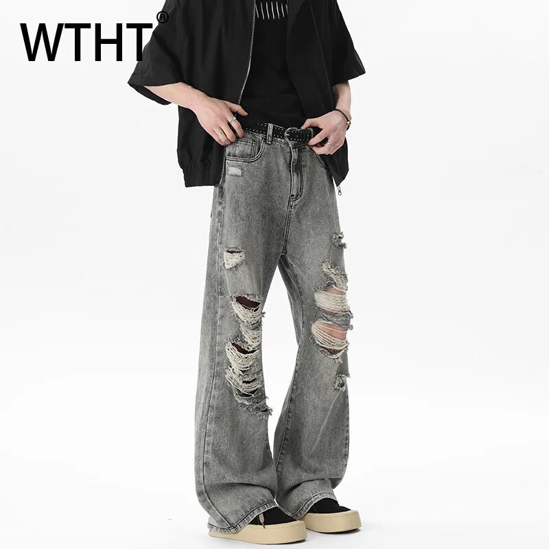 WTHT Fashion 2025 Summer Men's Hole Burr Edge Do Old Design Denim Pants Vintage High Street Loose Wide Leg Jeans Male 2A0944
WTHT Fashion 2025 Summer Men's Hole Burr Edge Do Old Design Denim Pants Vintage High Street Loose Wide Leg Jeans Male 2A0944