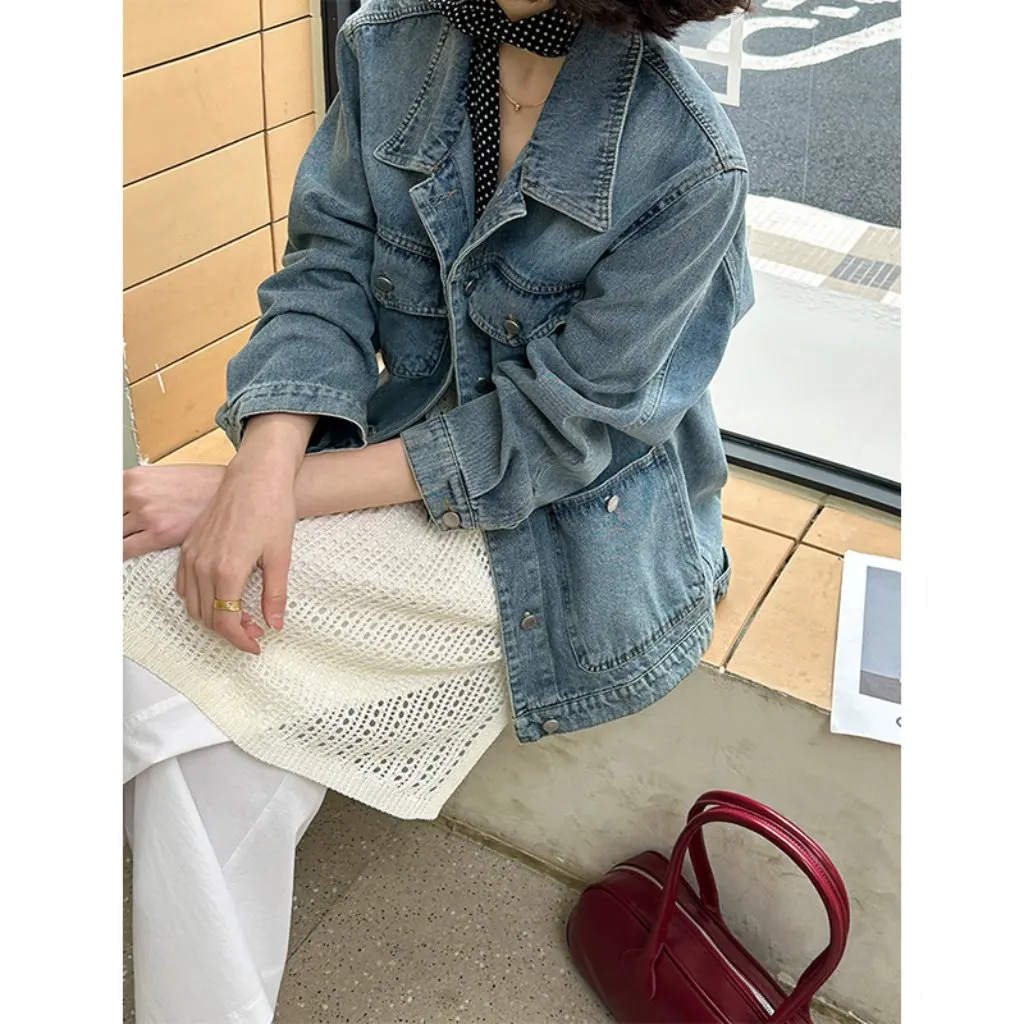 Orange Zhi Women's Korean Style Washed Denim Jacket Casual Loose Fit Lapel Breasted Spring New 3170
Orange Zhi Women's Korean Style Washed Denim Jacket Casual Loose Fit Lapel Breasted Spring New 3170
