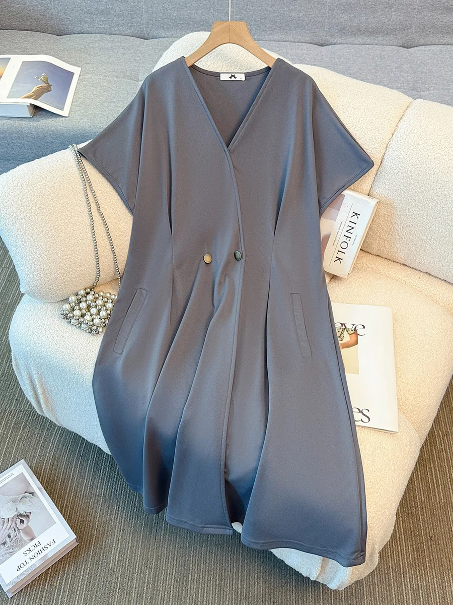 150Kg Plus Size Women's Bust 170 Summer Loose V-Neck Waist Cinched Dress Gray 5XL 6XL 7XL 8XL 9XL
150Kg Plus Size Women's Bust 170 Summer Loose V-Neck Waist Cinched Dress Gray 5XL 6XL 7XL 8XL 9XL