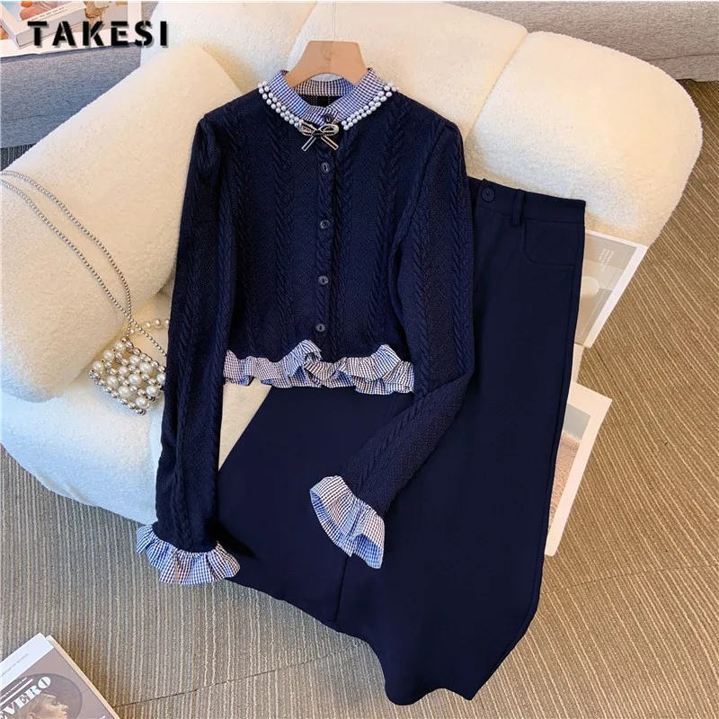 2023 Autumn Winter Vintage Elegant Style 2 Piece Set Women Long Sleeve Bow Cardigan+A-line Skirt Office Lady Two Piece Skirt Set
2023 Autumn Winter Vintage Elegant Style 2 Piece Set Women Long Sleeve Bow Cardigan+A-line Skirt Office Lady Two Piece Skirt Set