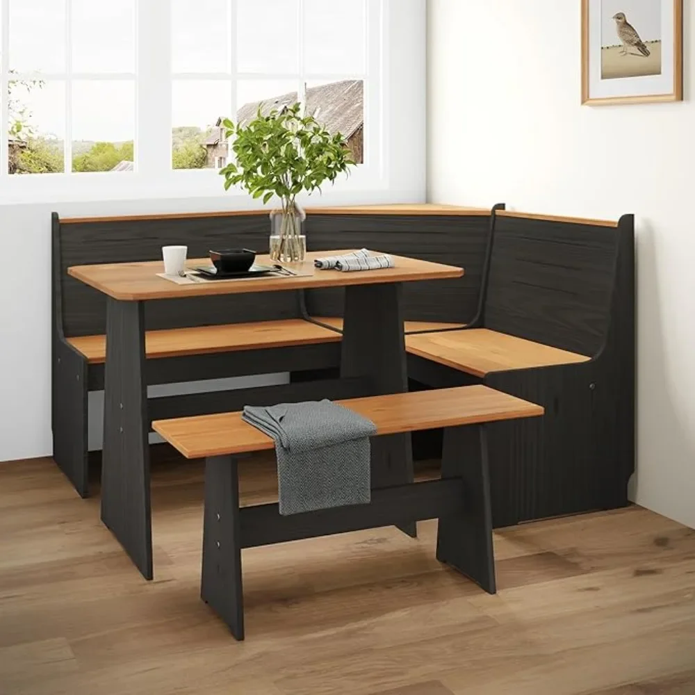 Breakfast Nook Corner Dining Table Kitchen Bench Chair Set, Space-Saving 3-5 People Seat Reversible L-Shape for Family Home Blac 
Breakfast Nook Corner Dining Table Kitchen Bench Chair Set, Space-Saving 3-5 People Seat Reversible L-Shape for Family Home Blac
