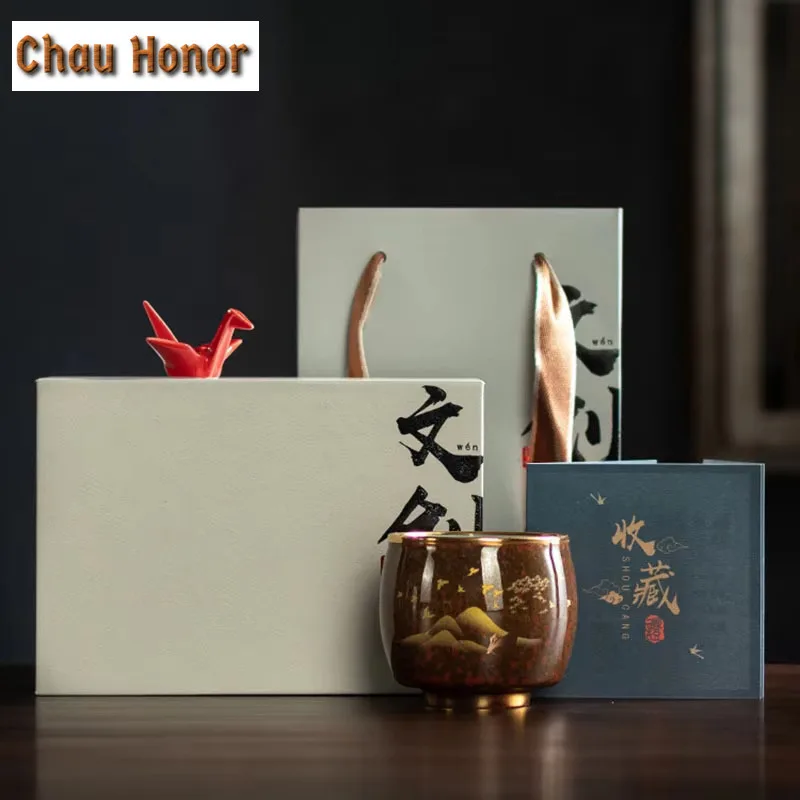 145ml High-end Emerald Red Tianmu Glaze Ceramics Tea Cup Handmade Home Coarse Pottery Kung Fu Teaset Tea Ceremony Gift Packaging
145ml High-end Emerald Red Tianmu Glaze Ceramics Tea Cup Handmade Home Coarse Pottery Kung Fu Teaset Tea Ceremony Gift Packaging