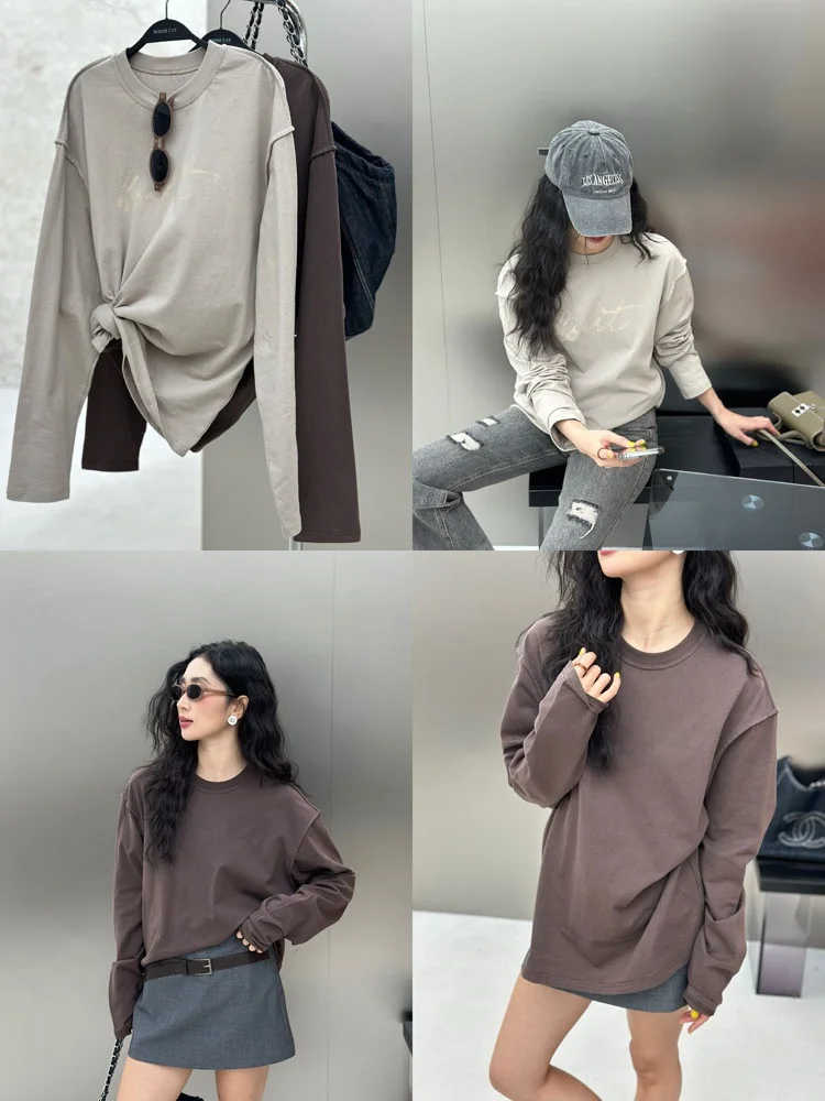 Ретро-футболка с американским принтом, женская, повседневная, универсальная, однотонная, из хлопка, осень 2025, простой уличный стиль
Ретро-футболка с американским принтом, женская, повседневная, универсальная, однотонная, из хлопка, осень 2025, простой уличный стиль