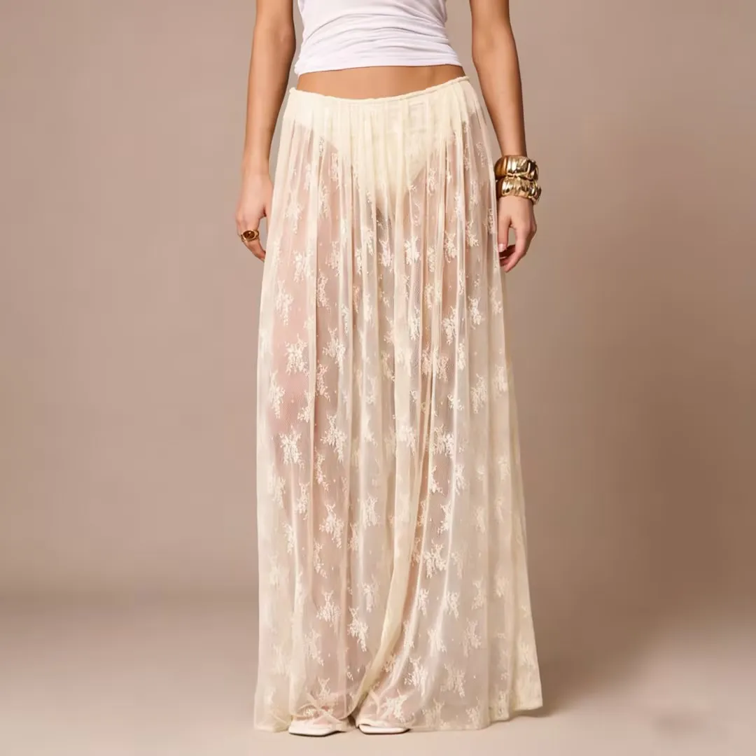 Womens Sexy Sheer Lace Skirt High Waisted Floral Embroidered See Through Ruffled A Line Long Maxi Long Beach Coverup Skirts
Womens Sexy Sheer Lace Skirt High Waisted Floral Embroidered See Through Ruffled A Line Long Maxi Long Beach Coverup Skirts