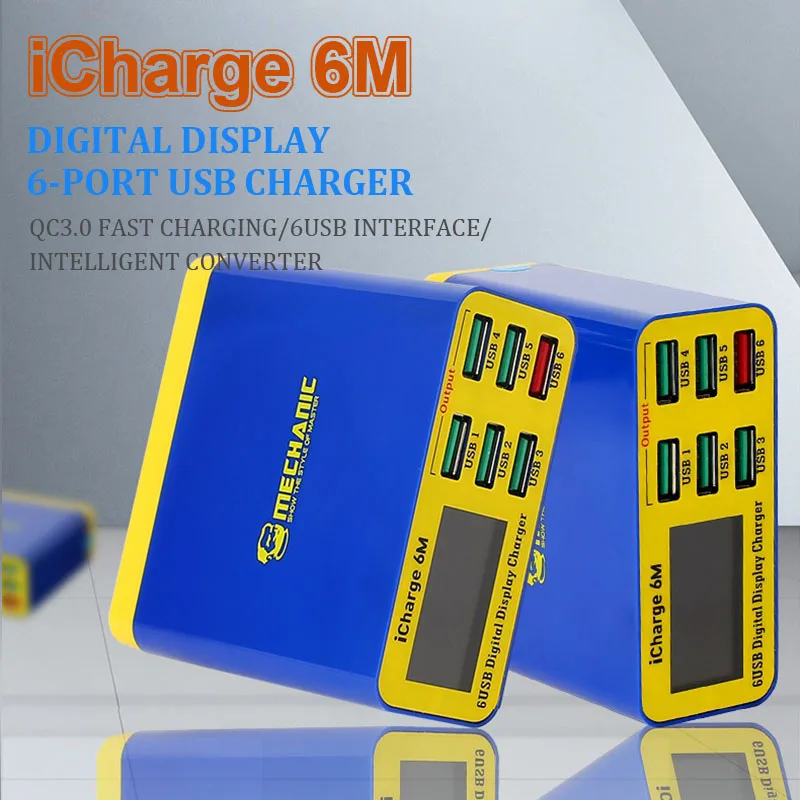Mechanic iCharge 6M 6-Port USB Charger with Digital Display QC3.0 Fast Charge 40W Max Output 5V/9V/12V for Phones/Tablets
Mechanic iCharge 6M 6-Port USB Charger with Digital Display QC3.0 Fast Charge 40W Max Output 5V/9V/12V for Phones/Tablets