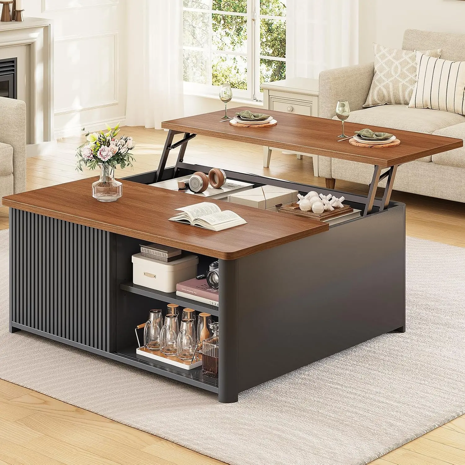 Lift Top Coffee Table with Hidden Storage & Adjustable Shelves, Square Living Room Table, 31.5", Black, Customized
Lift Top Coffee Table with Hidden Storage & Adjustable Shelves, Square Living Room Table, 31.5", Black, Customized