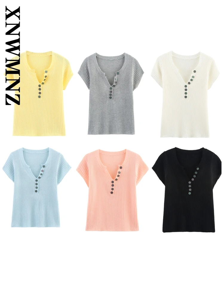 XNWMNZ 2025 Summer Female Vintage Commuting V-Collar Knit T-shirt Casual Spring Woman's Short Sleeve Sweater Fashion Pullover
XNWMNZ 2025 Summer Female Vintage Commuting V-Collar Knit T-shirt Casual Spring Woman's Short Sleeve Sweater Fashion Pullover