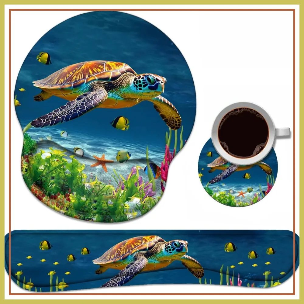 Wrist Rest & Mouse Pad Set with Coasters, Non-Slip Ergonomic Support for Office Work, Sea Turtle Design
Wrist Rest & Mouse Pad Set with Coasters, Non-Slip Ergonomic Support for Office Work, Sea Turtle Design