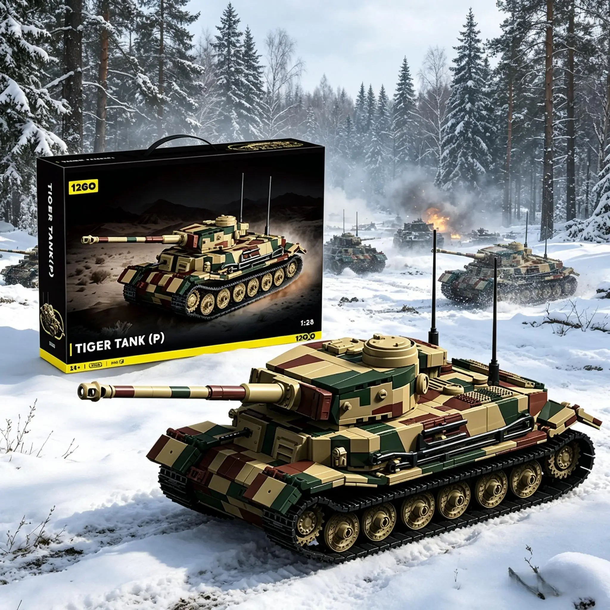 1:28 1656pcs Tiger Tank P WW2 Military German Army Soldiers World War 2 Main Battle Tank Building Blocks Modle Bricks Toys Gifts
1:28 1656pcs Tiger Tank P WW2 Military German Army Soldiers World War 2 Main Battle Tank Building Blocks Modle Bricks Toys Gifts