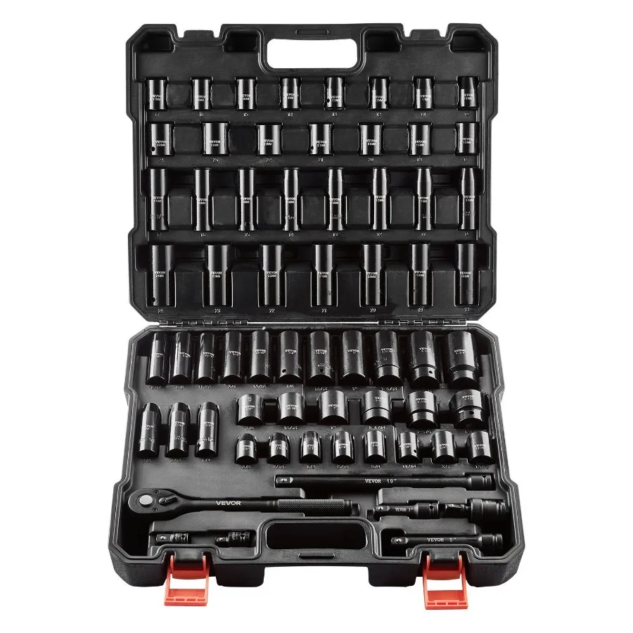 1/2 Drive Impact Socket Set 65PCS Deep Standard SAE 3/8 to 1-1/4 and Metric 10-24mm 6 Point CR-V Cr-Mo Alloy Steel Auto Repair
1/2 Drive Impact Socket Set 65PCS Deep Standard SAE 3/8 to 1-1/4 and Metric 10-24mm 6 Point CR-V Cr-Mo Alloy Steel Auto Repair