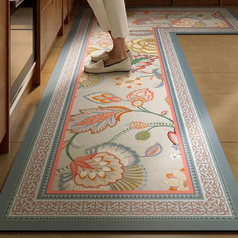 Kitchen Mat American Floral Carpet L-shaped Rug PVC Leather Washable Non-slip Floor Mats Oil-proof Waterproof Rugs 카펫 שטיח למטבח
Kitchen Mat American Floral Carpet L-shaped Rug PVC Leather Washable Non-slip Floor Mats Oil-proof Waterproof Rugs 카펫 שטיח למטבח