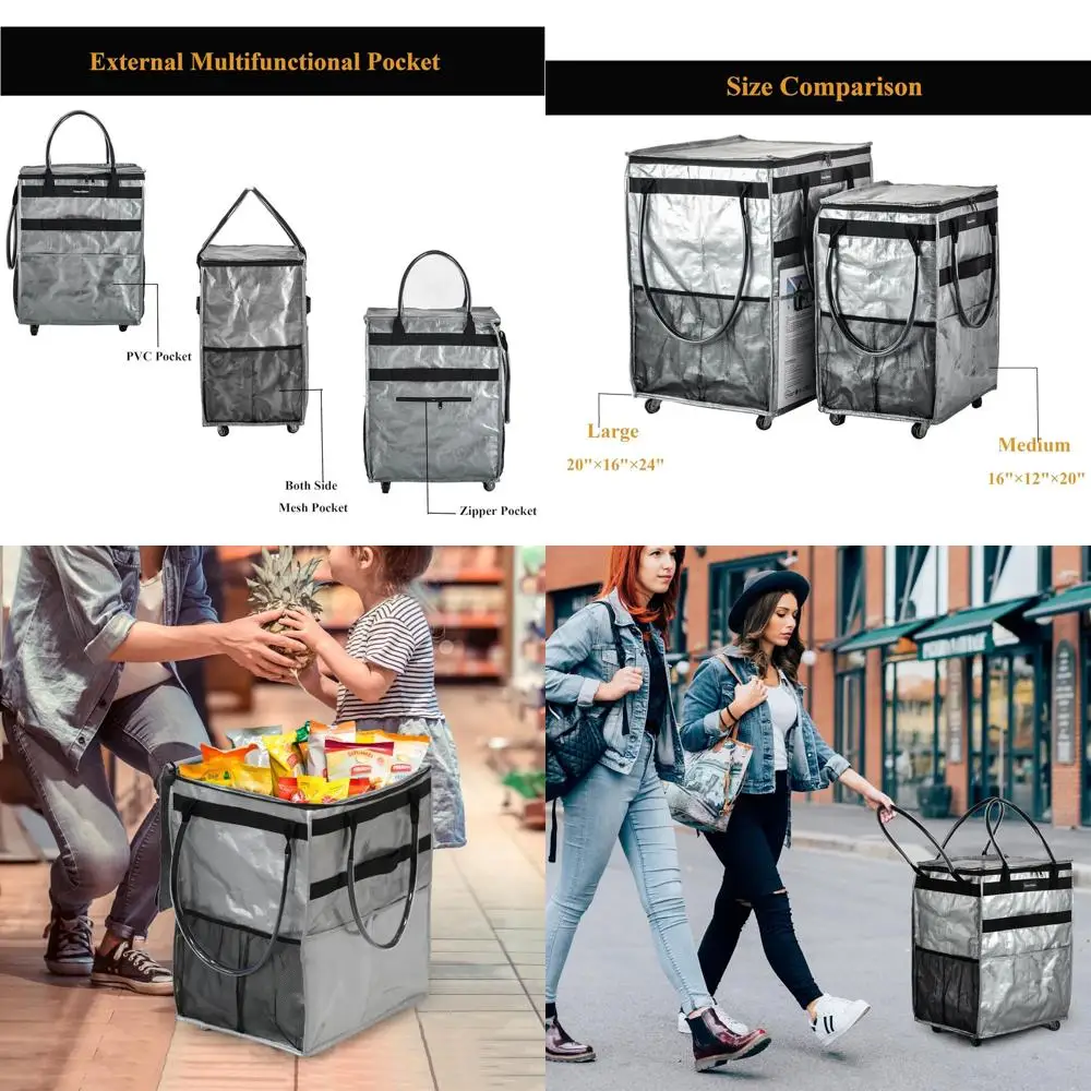 Складная тележка для покупок большой вместимости с карманом, прочной ручкой, серебристая, среднего размера
Складная тележка для покупок большой вместимости с карманом, прочной ручкой, серебристая, среднего размера