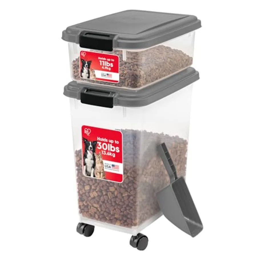 30 lbs and 11 lbs Combo Airtight Dog Food Storage Container Stackable Treat Box 2-Cup Scoop Wheels Keep Fresh Easy Mobility
30 lbs and 11 lbs Combo Airtight Dog Food Storage Container Stackable Treat Box 2-Cup Scoop Wheels Keep Fresh Easy Mobility