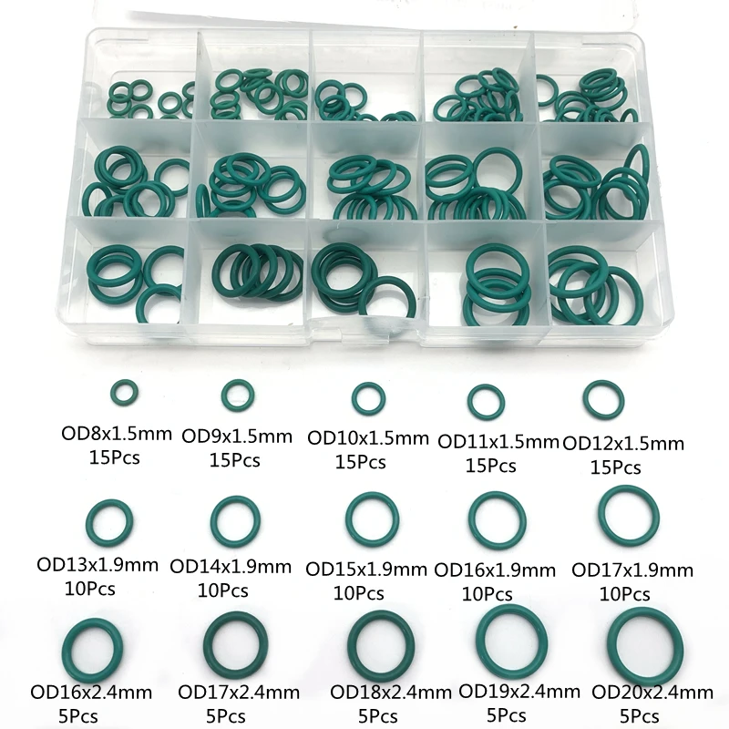 Fluororubber FKM Green O-Ring Sealing Gaskets Acid-Base High Temperature Oil Resistance Ring Multi-Size Maintenance Box Set Ring
Fluororubber FKM Green O-Ring Sealing Gaskets Acid-Base High Temperature Oil Resistance Ring Multi-Size Maintenance Box Set Ring