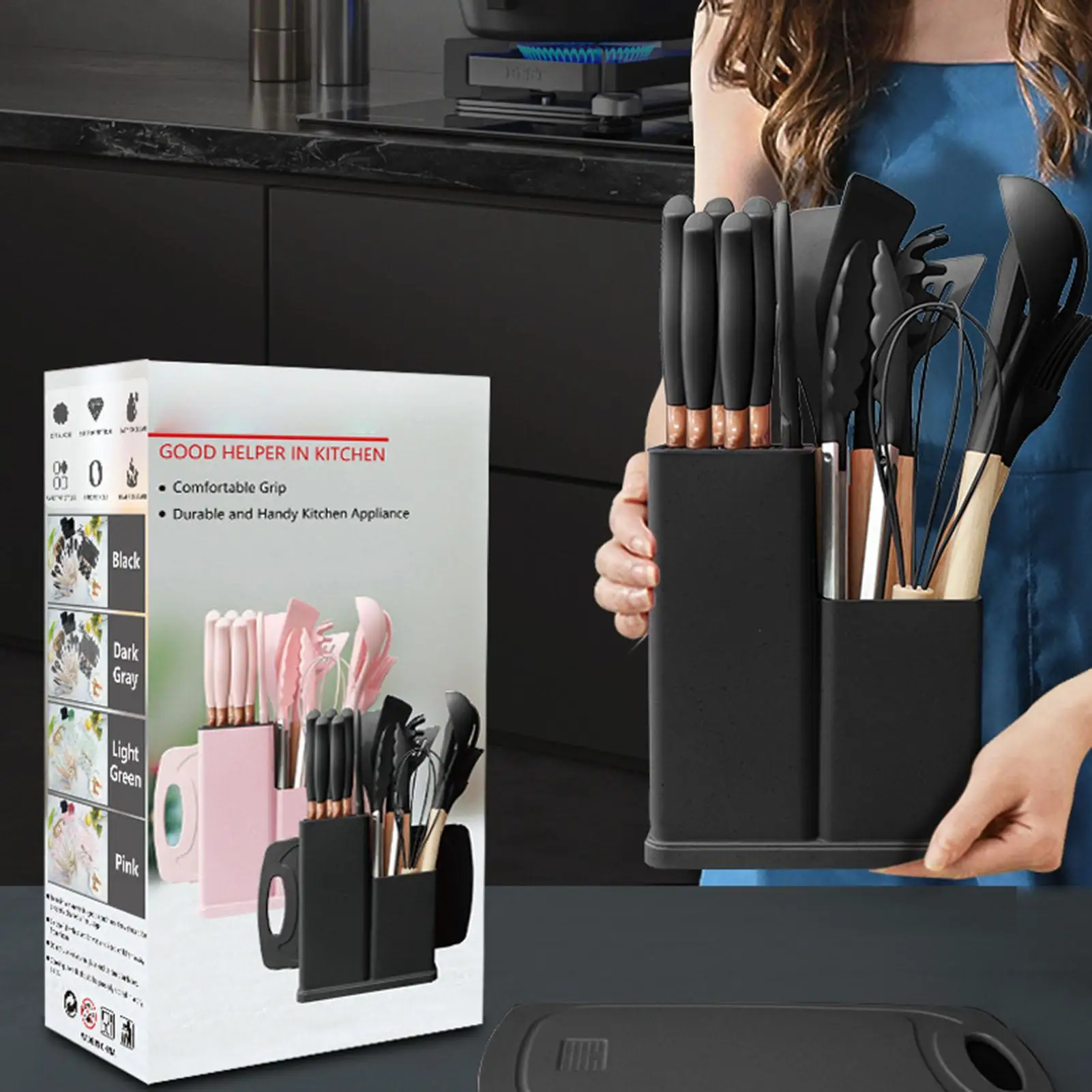 Cooking Utensils 19-Piece Nonstick Silicone Heat Resistant Safe Kit Kitchen Cooking Tools Set For Home Indoor Counter Apartment
Cooking Utensils 19-Piece Nonstick Silicone Heat Resistant Safe Kit Kitchen Cooking Tools Set For Home Indoor Counter Apartment