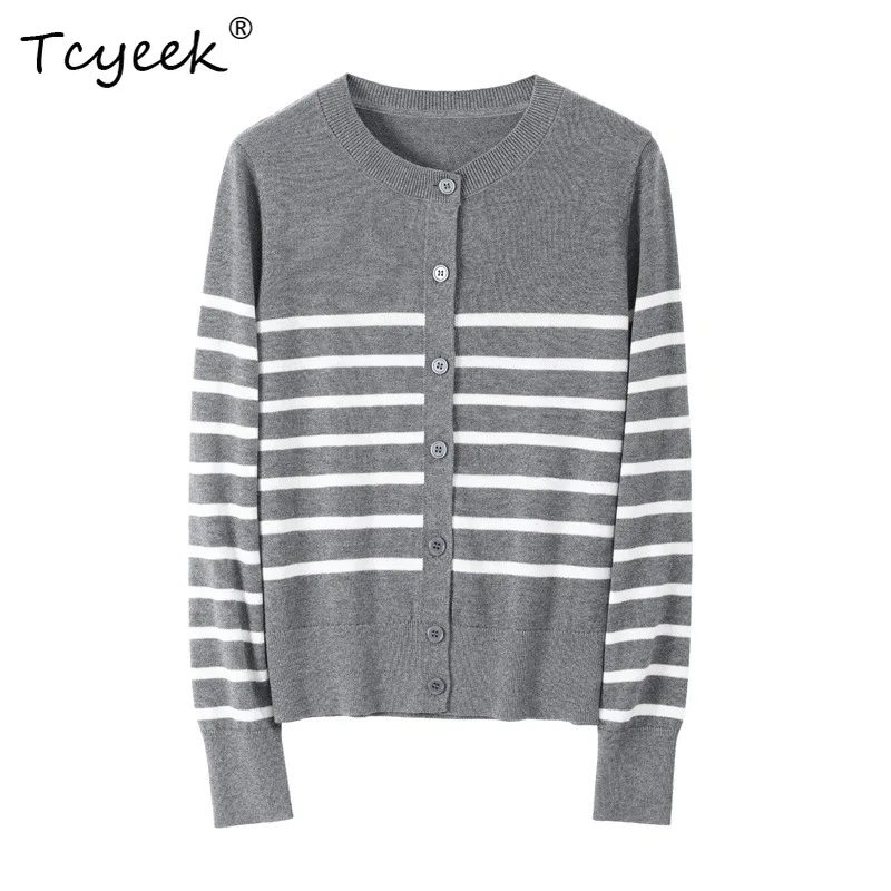 Tcyeek, 5.5%Sheep Wool Elegant Cardigans, Women Long Sleeve Striped, French Commute Knit Sweater, 2024 Autumn Winter T48180QC
Tcyeek, 5.5%Sheep Wool Elegant Cardigans, Women Long Sleeve Striped, French Commute Knit Sweater, 2024 Autumn Winter T48180QC