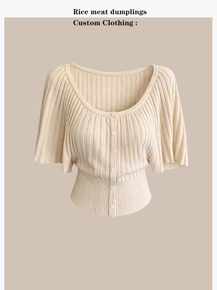 Korean Style Slim Fit Knitted Top with Accordion Pleats Large round Neck Waist Cinching Slimming Effect Women's Summer Fashion
Korean Style Slim Fit Knitted Top with Accordion Pleats Large round Neck Waist Cinching Slimming Effect Women's Summer Fashion