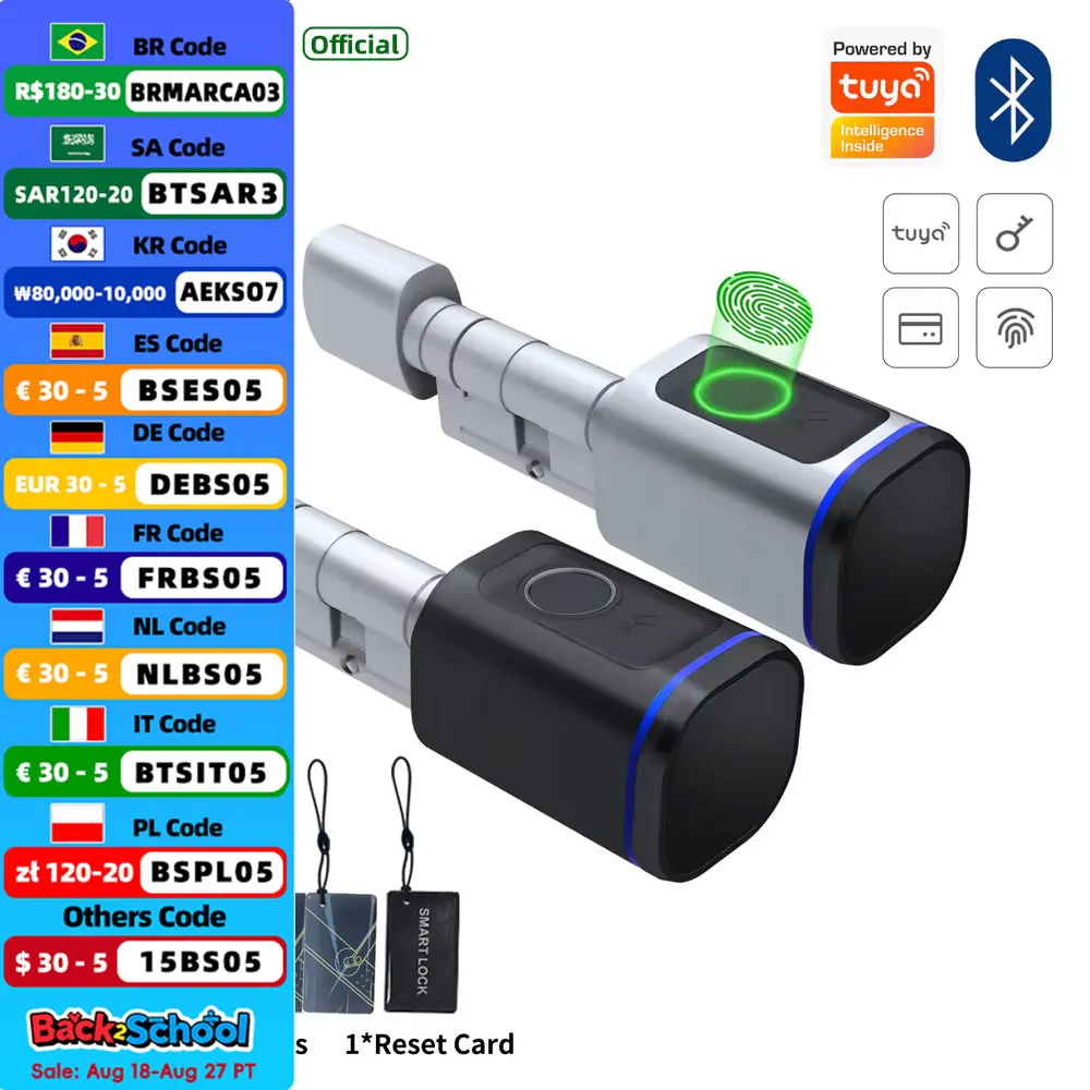 RAYKUBE L31 Tuya BLE Умный электронный дверной замок с отпечатками пальцев, цилиндрический замок с ключами Tuya/Smart Life APP, IC-карта/разблокировка NFC
RAYKUBE L31 Tuya BLE Умный электронный дверной замок с отпечатками пальцев, цилиндрический замок с ключами Tuya/Smart Life APP, IC-карта/разблокировка NFC