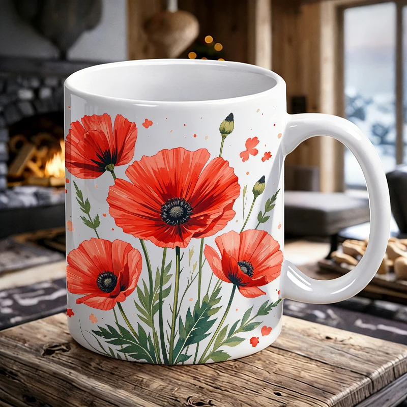 Watercolor Red Poppy Floral Ceramic Mug Vibrant Spring Flower Coffee Cup, Milk Cup, Office Tea Cup, Gift for Friends
Watercolor Red Poppy Floral Ceramic Mug Vibrant Spring Flower Coffee Cup, Milk Cup, Office Tea Cup, Gift for Friends