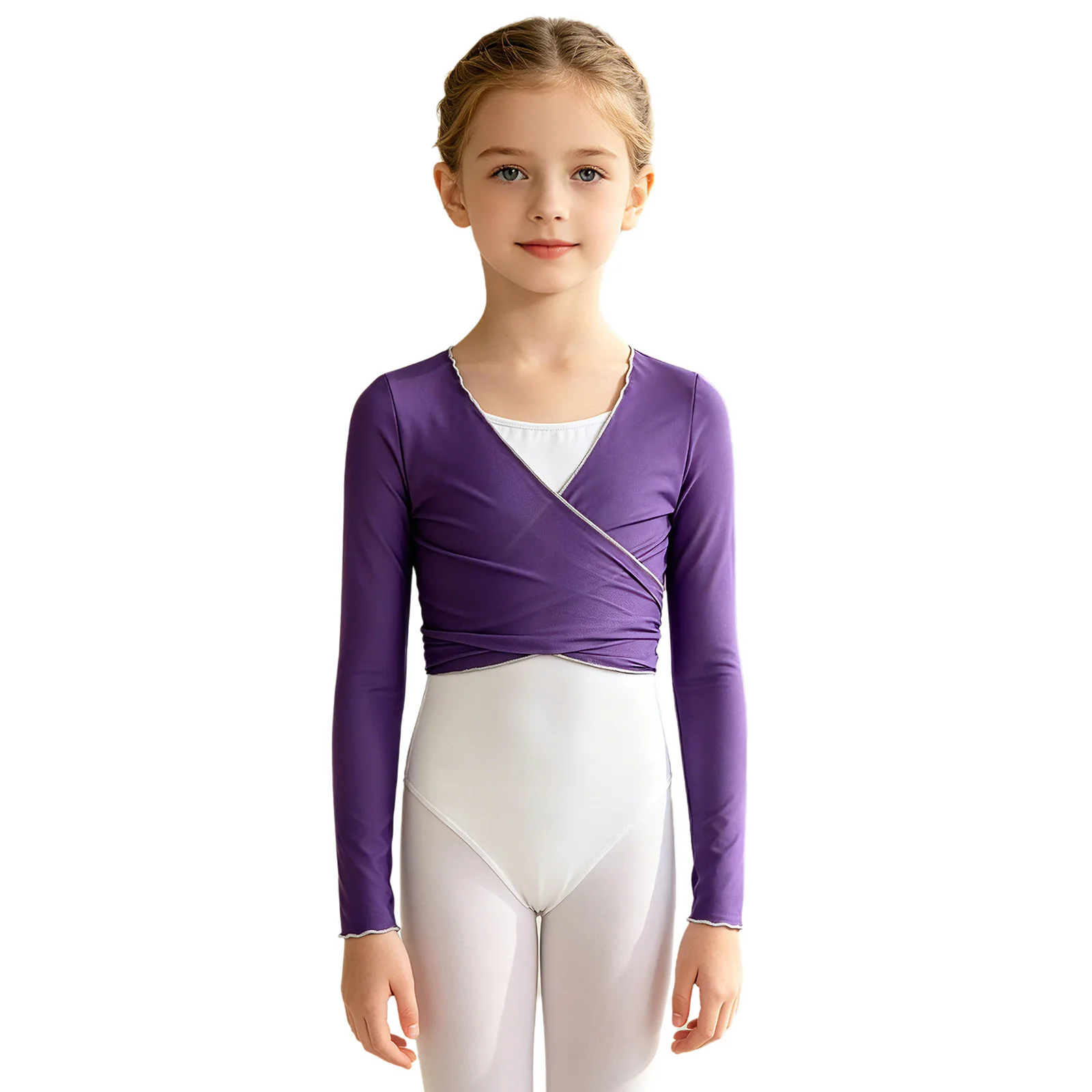 Girls Ballet Shrug Wrap Self Tie Cropped Long Sleeve Contrast Trim Mesh Flexible Breathable for Dance Class Warm Up Practice
Girls Ballet Shrug Wrap Self Tie Cropped Long Sleeve Contrast Trim Mesh Flexible Breathable for Dance Class Warm Up Practice