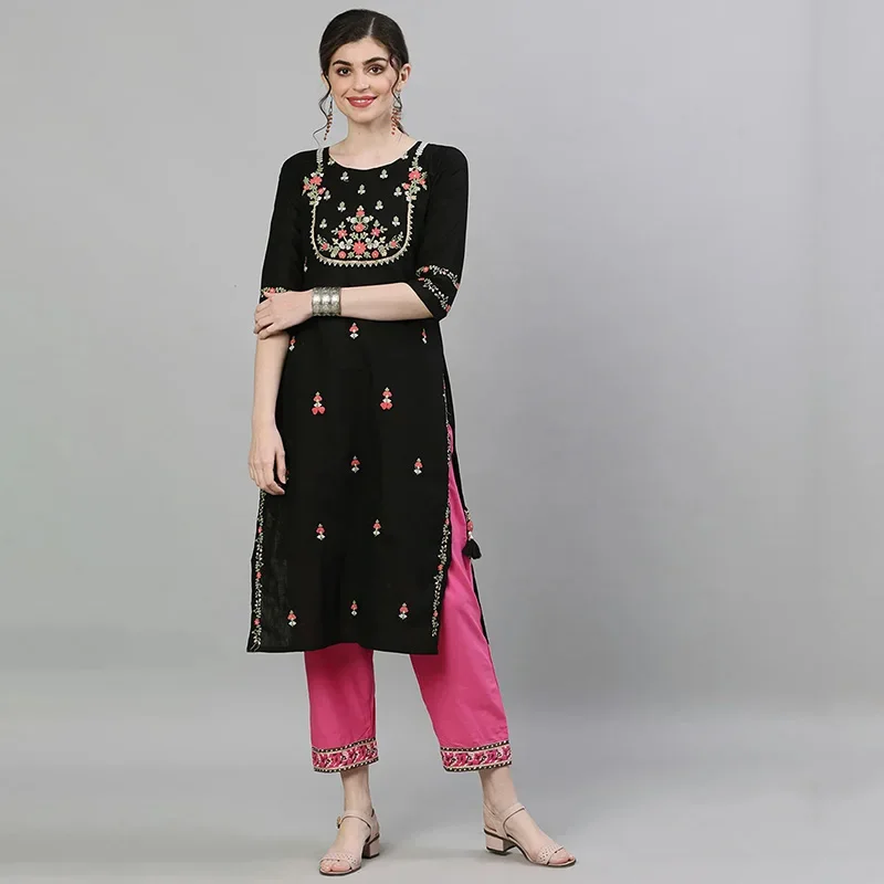 Indian Imported Women's Cotton Linen Embroidery Style Clothing Casual Daily Split Top Black 9045
Indian Imported Women's Cotton Linen Embroidery Style Clothing Casual Daily Split Top Black 9045