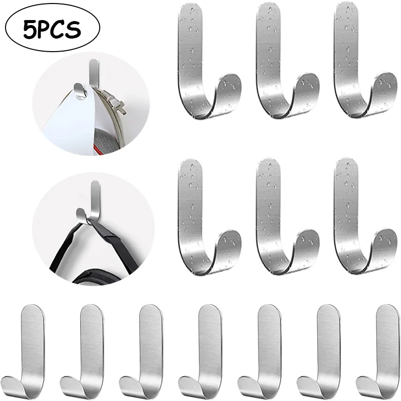 5/2/1Pcs Self Adhesive Hooks Heavy Duty Stainless Steel Wall Hooks Waterproof Sticky Hooks Bathroom Hang Towels Keys Coat Bags
5/2/1Pcs Self Adhesive Hooks Heavy Duty Stainless Steel Wall Hooks Waterproof Sticky Hooks Bathroom Hang Towels Keys Coat Bags
