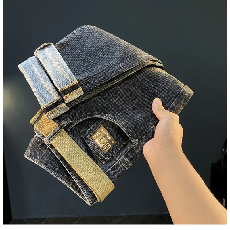 Осень 2021, мужские трендовые джинсы, маленькая уличная мода, мужская одежда, эластичные повседневные брюки 
Осень 2021, мужские трендовые джинсы, маленькая уличная мода, мужская одежда, эластичные повседневные брюки