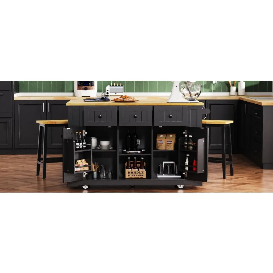 KK 53inch Large Kitchen Island with Drop Leaf Power Outlet Door Internal Storage Rack Rolling Kitchen Cart on 5 Wheels with 5 O
KK 53inch Large Kitchen Island with Drop Leaf Power Outlet Door Internal Storage Rack Rolling Kitchen Cart on 5 Wheels with 5 O