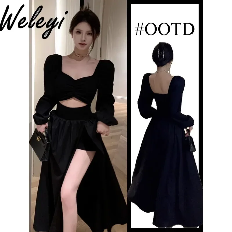 French Ladies Long Bubble Sleeve Small Black Dress for Party 2024 Autumn and Winter New Women's Temperament Square Neck Dresses
French Ladies Long Bubble Sleeve Small Black Dress for Party 2024 Autumn and Winter New Women's Temperament Square Neck Dresses