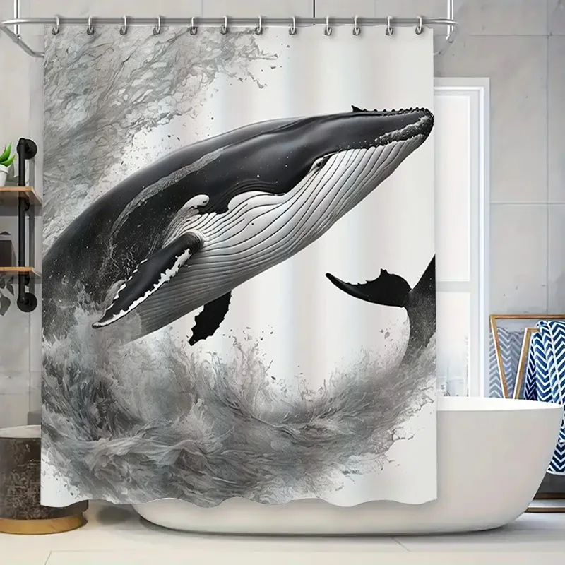 Shower Curtain Whales Print Waterproof Home Decor Black Bath Rug for Bathtub Size Shower C 70x180cm
Shower Curtain Whales Print Waterproof Home Decor Black Bath Rug for Bathtub Size Shower C 70x180cm
