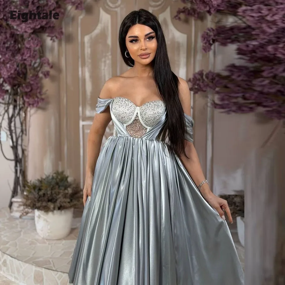 Eightale Arabic Evening Dress Sweetheart Sequin Customized Tea Length Satin A-Line Satin Prom Wedding Party Gowns
Eightale Arabic Evening Dress Sweetheart Sequin Customized Tea Length Satin A-Line Satin Prom Wedding Party Gowns