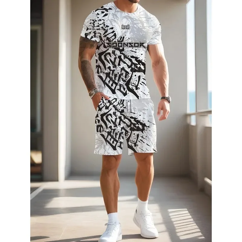2025 Fashion Summer Men's 3D Printed Graffiti Round Neck Short Sleeved T-shirt Shorts Set Outdoor Leisure Sports 2-piece Set
2025 Fashion Summer Men's 3D Printed Graffiti Round Neck Short Sleeved T-shirt Shorts Set Outdoor Leisure Sports 2-piece Set