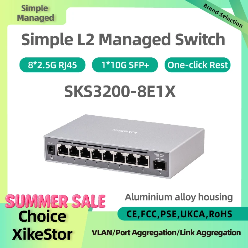 XikeStor 2.5G Простой управляемый 8 портов 2.5G RJ45 1 порт 10G SFP+ VLAN/портовая агрегация Подставка в один клик
XikeStor 2.5G Простой управляемый 8 портов 2.5G RJ45 1 порт 10G SFP+ VLAN/портовая агрегация Подставка в один клик