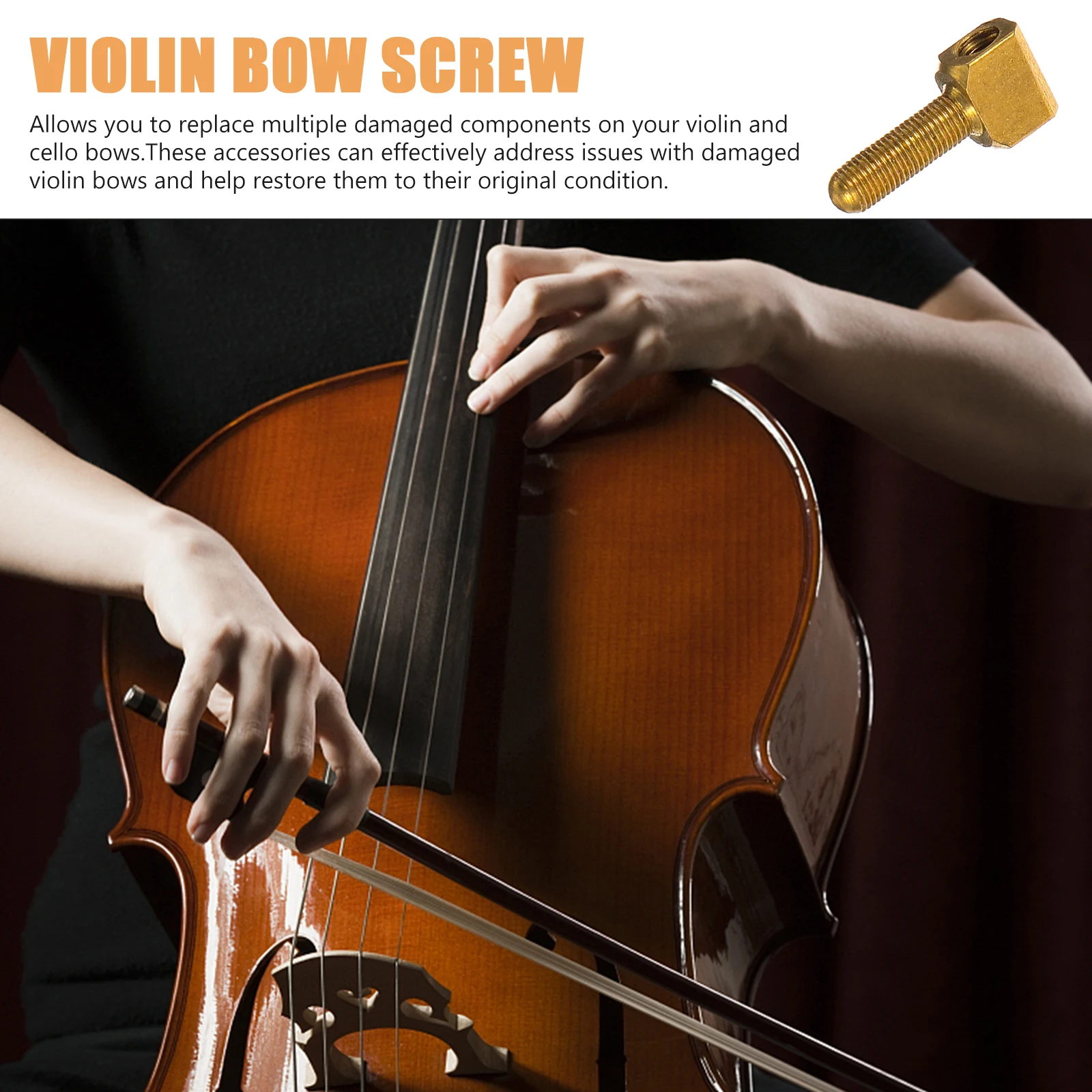4pcs Cello Bow Screw Replacement Parts Frog Accessories Repair Kit for Violin Viola String Instrument Durable High Strength 
4pcs Cello Bow Screw Replacement Parts Frog Accessories Repair Kit for Violin Viola String Instrument Durable High Strength