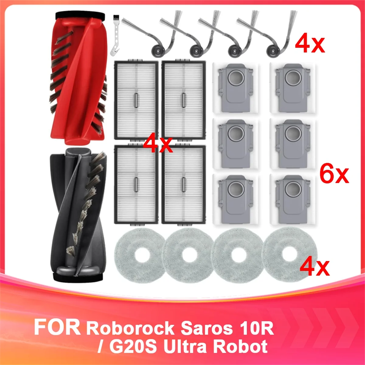 ABAB For Saros 10R / G20S Ultra Robot Vacuum Cleaner Replacement Accessory Kit - 1 Set Main Brush, HEPA Filters
ABAB For Saros 10R / G20S Ultra Robot Vacuum Cleaner Replacement Accessory Kit - 1 Set Main Brush, HEPA Filters