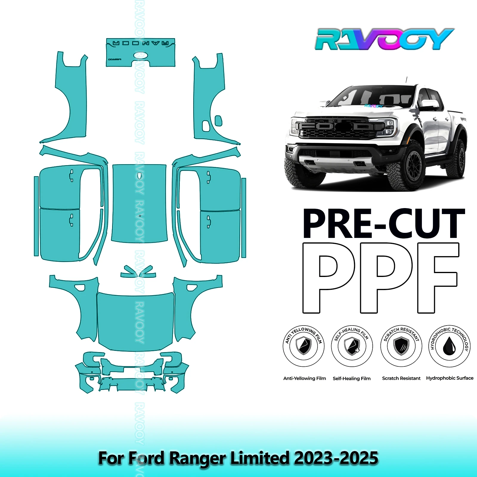 Car Precut PPF Paint Protection Film Full Vehicle For Ford Ranger Limited 2023-2025
Car Precut PPF Paint Protection Film Full Vehicle For Ford Ranger Limited 2023-2025