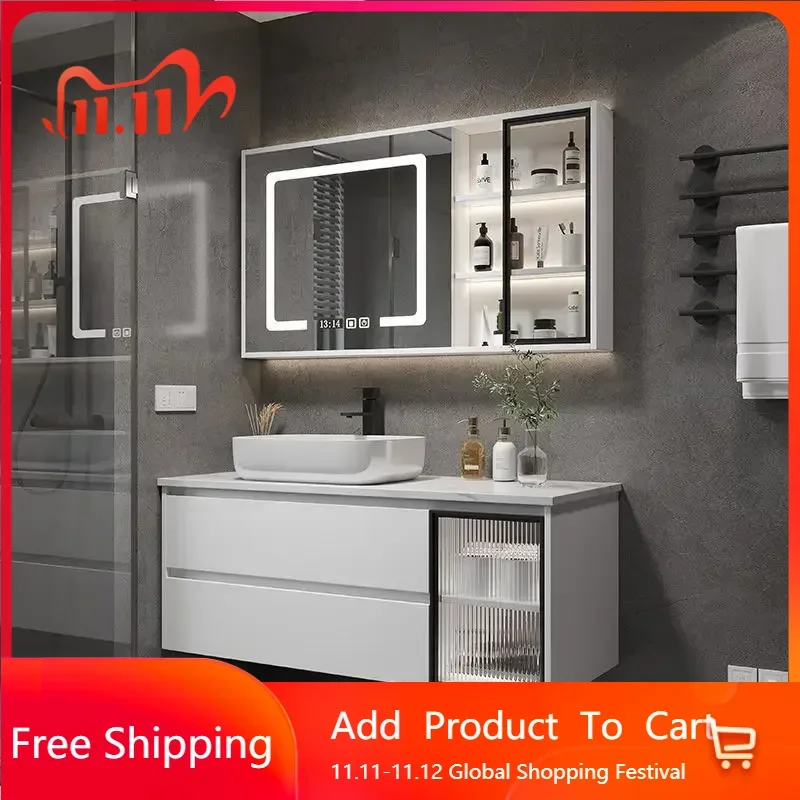 Bathroom Cabinets with Integrated Ceramic Basin Modern Bathroom Vanity Smart Mirror Cabinet Sink Washbasin Bathroom Furniture
Bathroom Cabinets with Integrated Ceramic Basin Modern Bathroom Vanity Smart Mirror Cabinet Sink Washbasin Bathroom Furniture