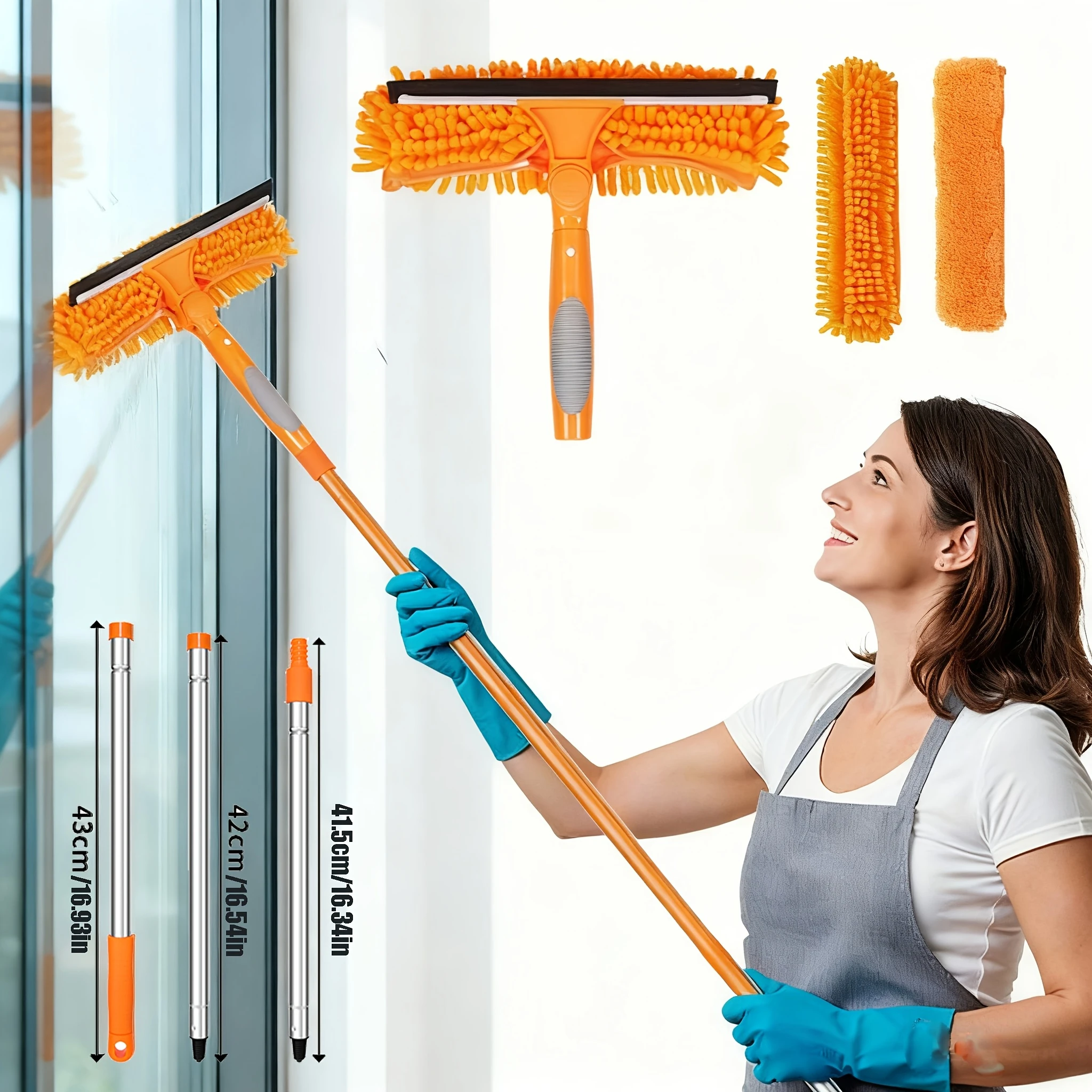 2-in-1 Window Squeegee Mop with Telescopic Rod Adjustable Rotating Head for Windows, Car Windshield, Tile Floors, Cleaning Tool
2-in-1 Window Squeegee Mop with Telescopic Rod Adjustable Rotating Head for Windows, Car Windshield, Tile Floors, Cleaning Tool