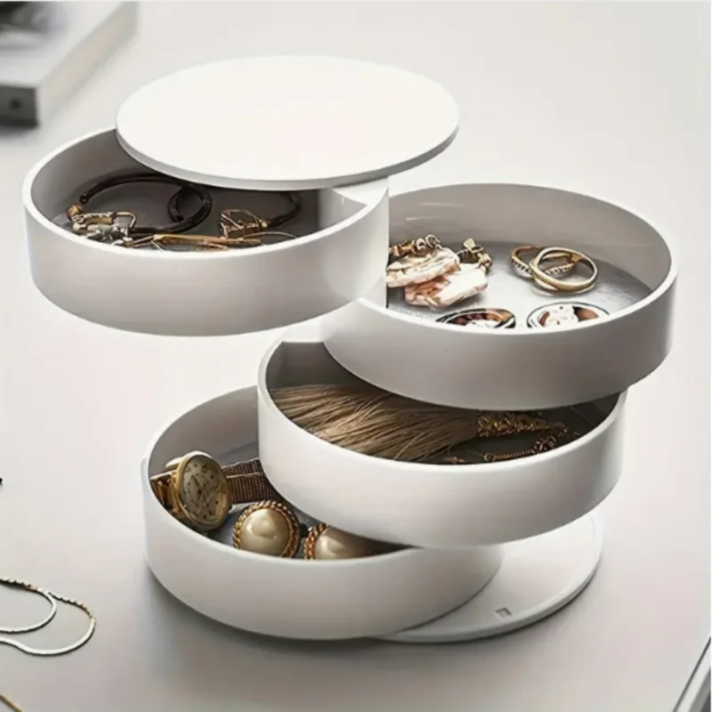 360° Rotating 3-Tier Jewelry Organizer with Locking Lid - Compact Travel Case for Rings, Earrings, Necklaces, Bracelets, Watche
360° Rotating 3-Tier Jewelry Organizer with Locking Lid - Compact Travel Case for Rings, Earrings, Necklaces, Bracelets, Watche