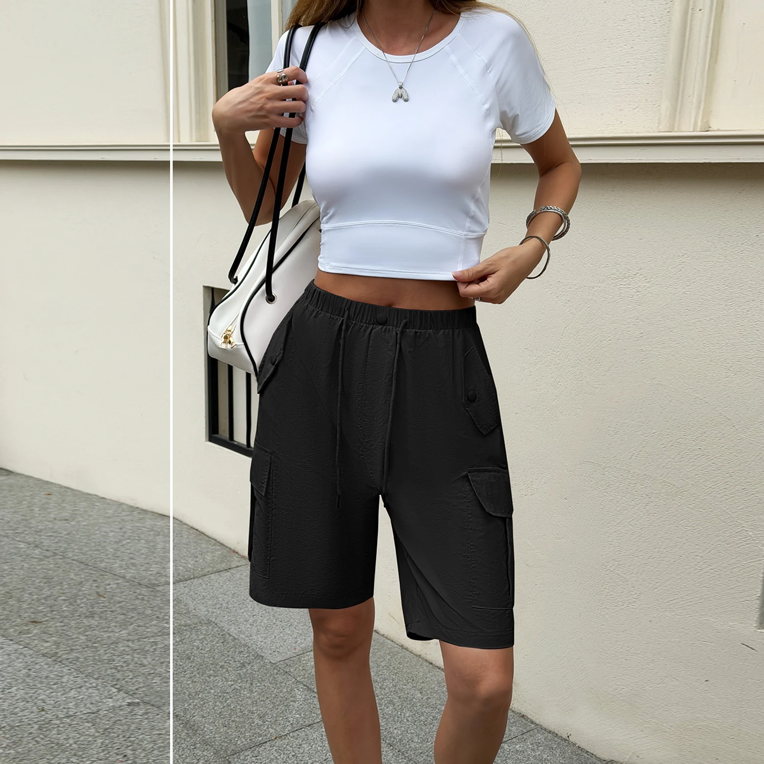 Women's Lightweight Cargo Sports Loose Shorts With Multi-pocket Shorts For Summer Casual Shorts Pure Color High Waisted Shorts
Women's Lightweight Cargo Sports Loose Shorts With Multi-pocket Shorts For Summer Casual Shorts Pure Color High Waisted Shorts