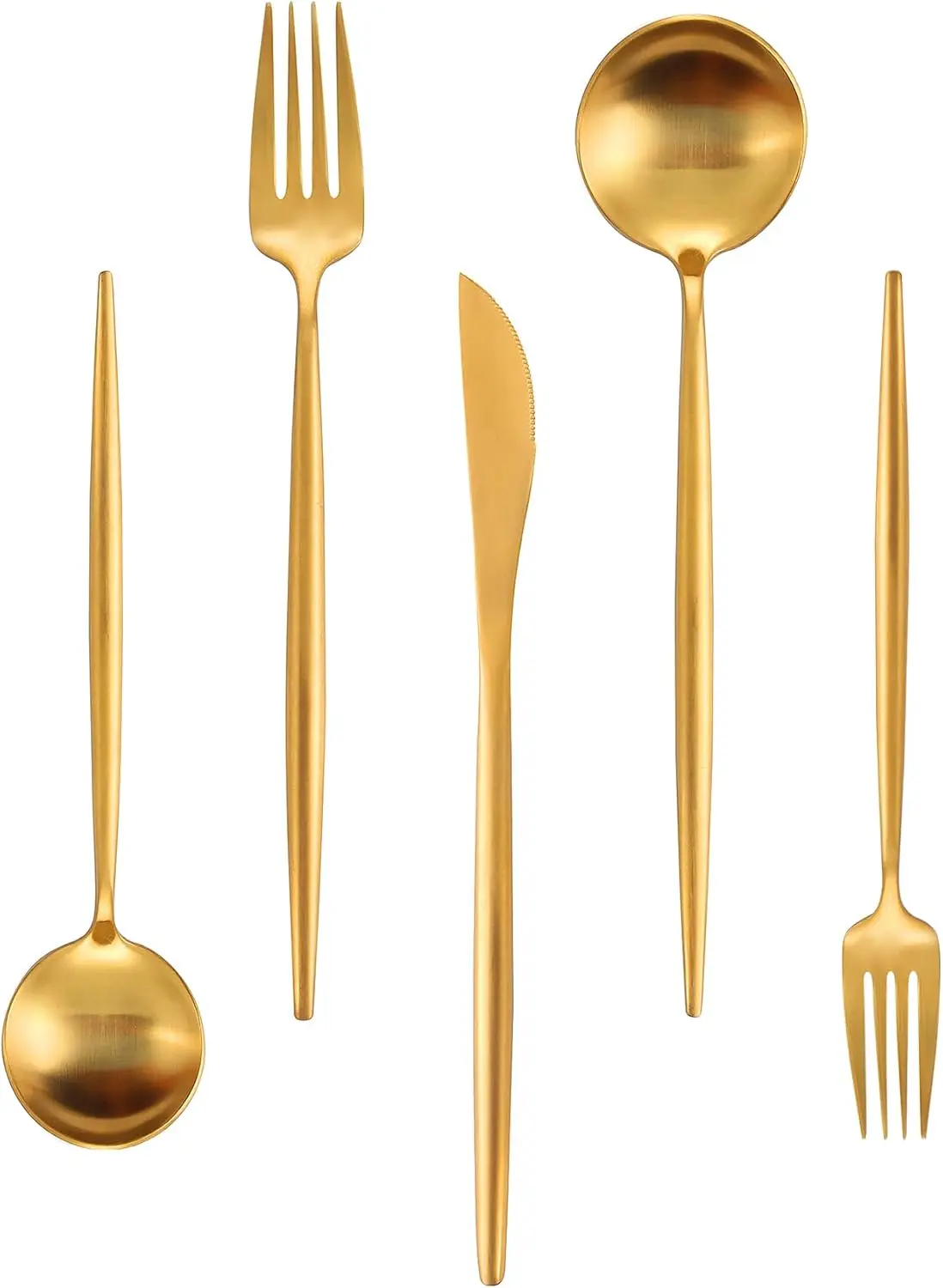 40-Piece Matte Gold Stainless Steel Flatware Set, Satin Finish, Dishwasher Safe
40-Piece Matte Gold Stainless Steel Flatware Set, Satin Finish, Dishwasher Safe
